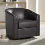 Barrel Dark Gray Faux Leather Swivel Chair