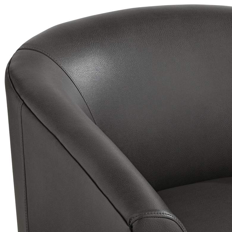 Image 4 Barrel Dark Gray Faux Leather Swivel Chair more views