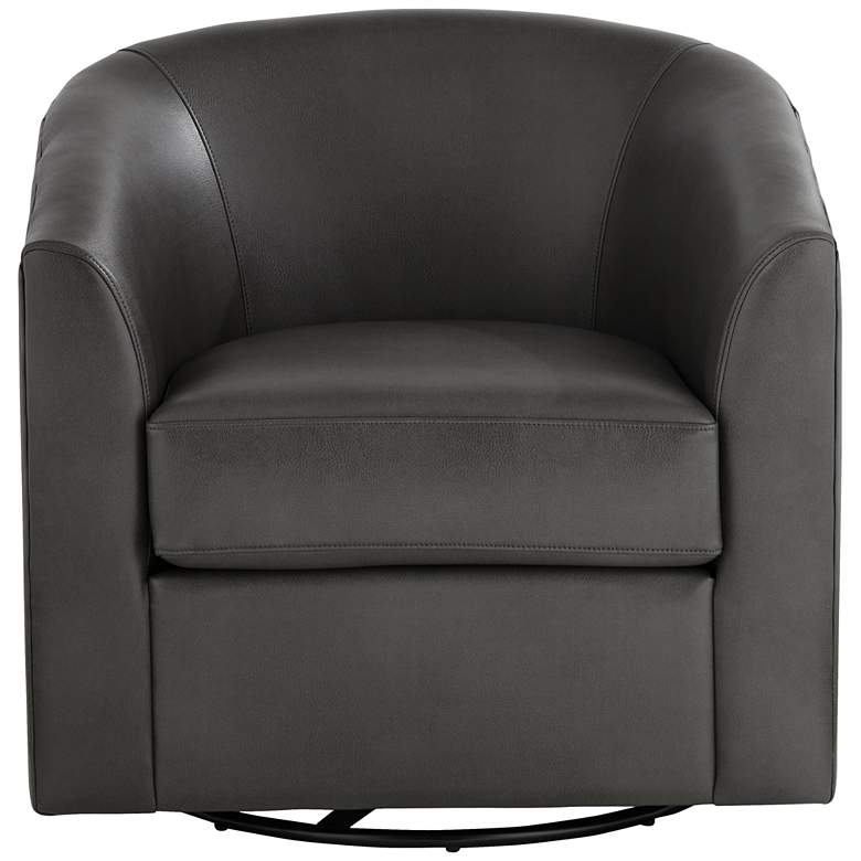 Image 7 Barrel Dark Gray Faux Leather Swivel Chair more views