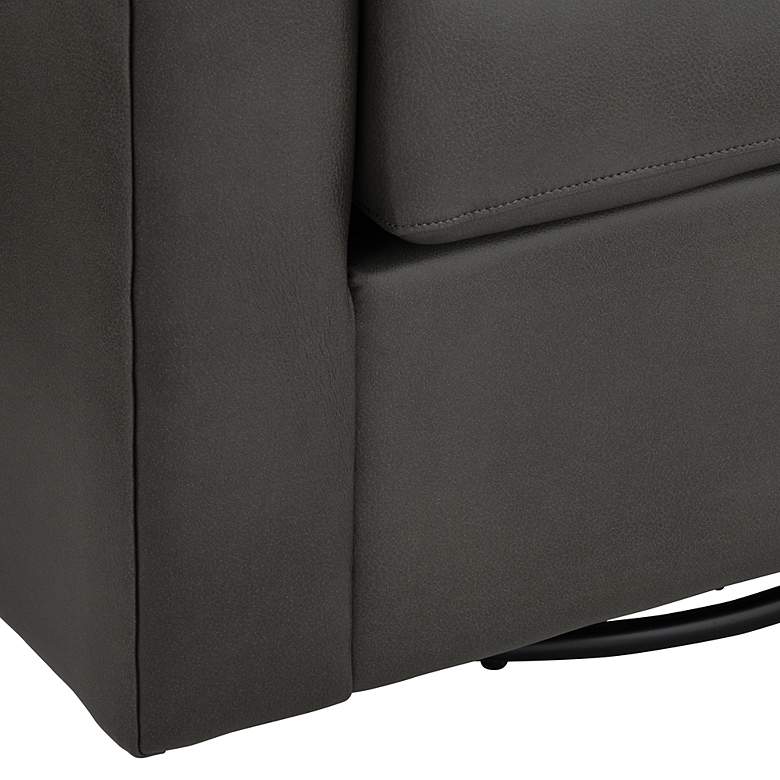 Image 6 Barrel Dark Gray Faux Leather Swivel Occasional Chairs Set of 2 more views
