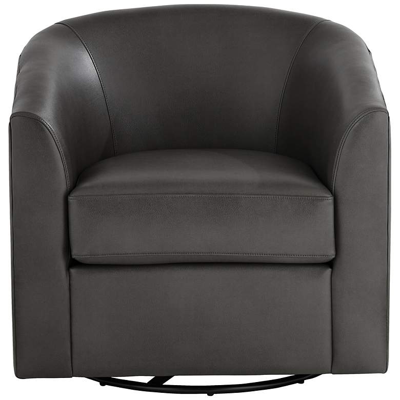 Image 7 Barrel Dark Gray Faux Leather Swivel Occasional Chairs Set of 2 more views
