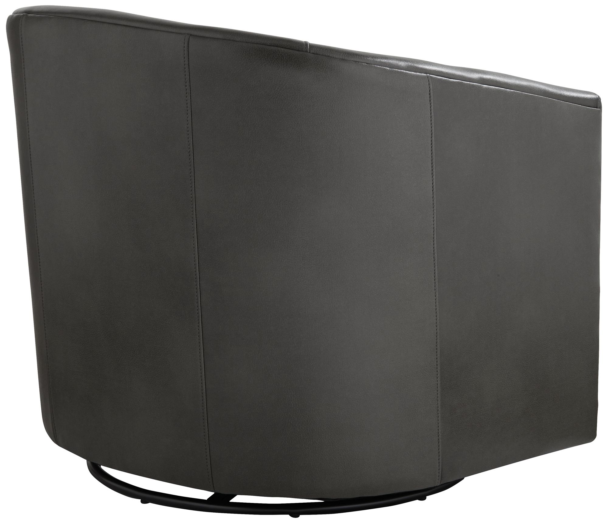 Barrel Dark Gray Faux Leather Swivel Occasional Chairs Set of 2 in scene