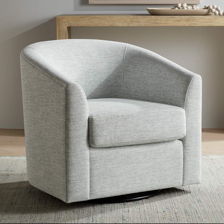 Image 1 Barrel Gray Fabric Swivel Chair
