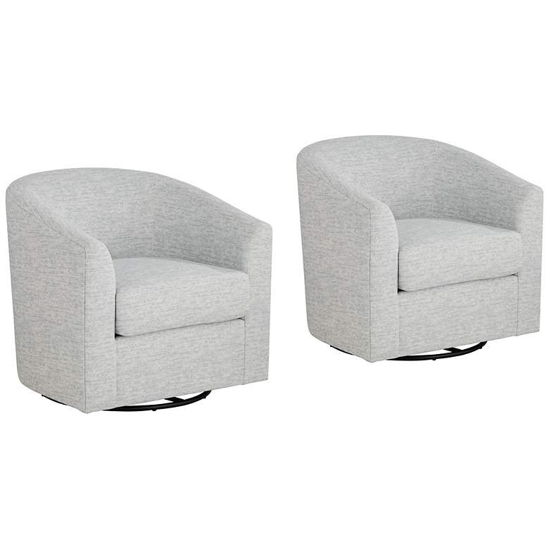 Image 2 Barrel Gray Fabric Swivel Occasional Chairs Set of 2