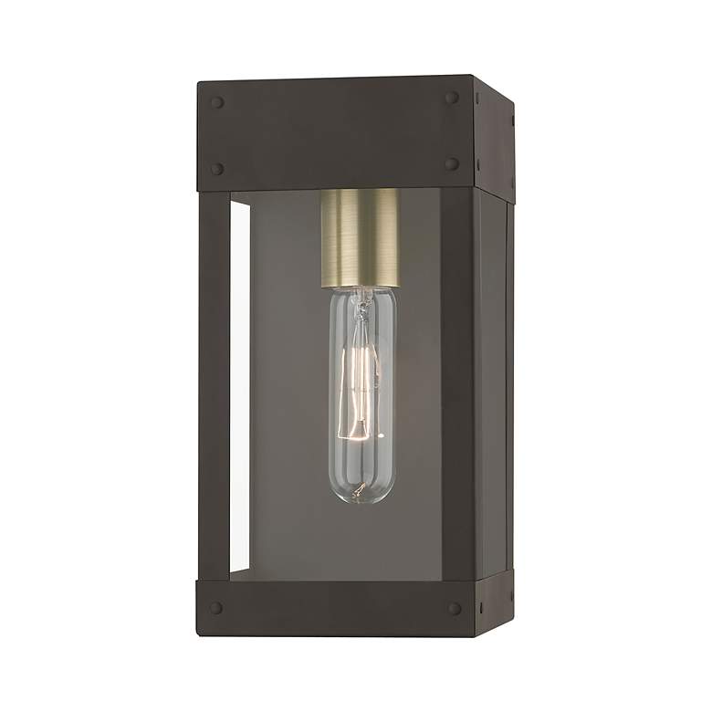 Image 3 Barrett 1 Light Bronze with Antique Brass Candle Outdoor Wall Lantern more views