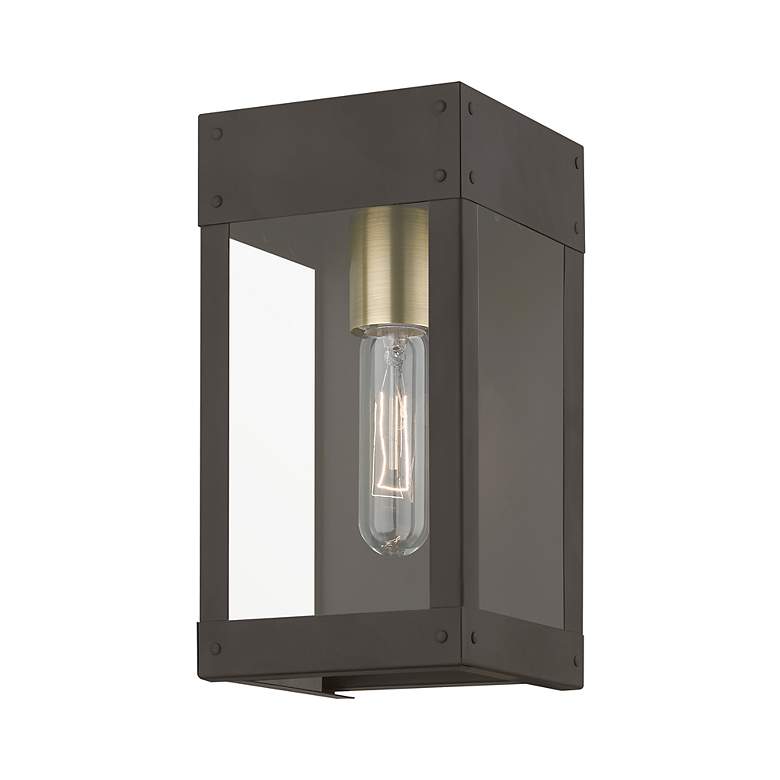 Image 4 Barrett 1 Light Bronze with Antique Brass Candle Outdoor Wall Lantern more views