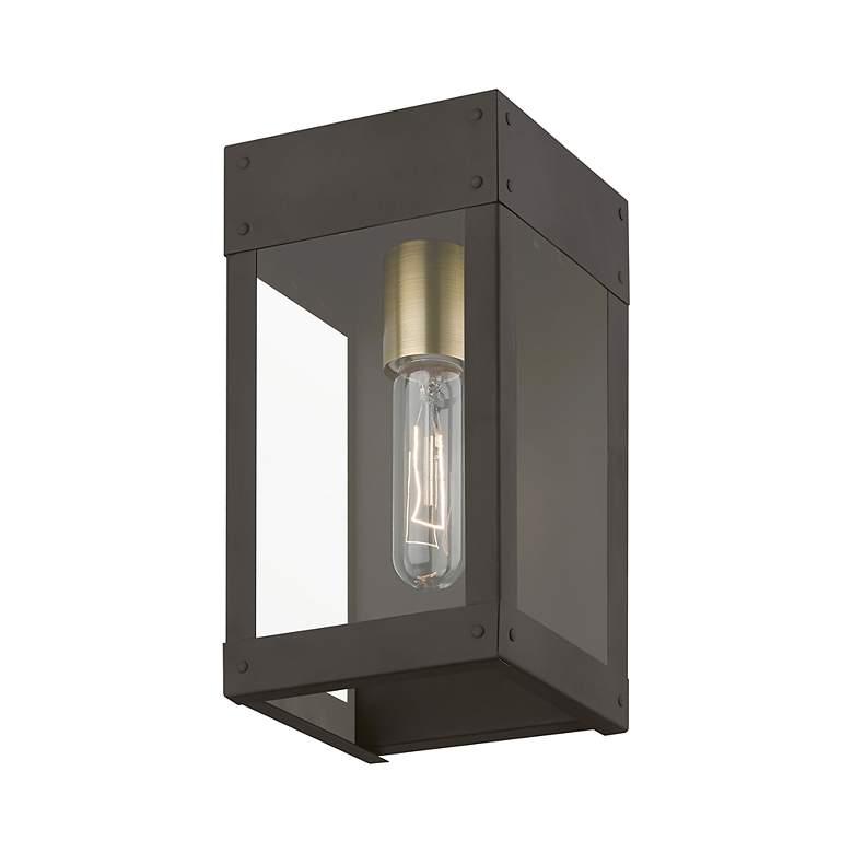 Image 5 Barrett 1 Light Bronze with Antique Brass Candle Outdoor Wall Lantern more views