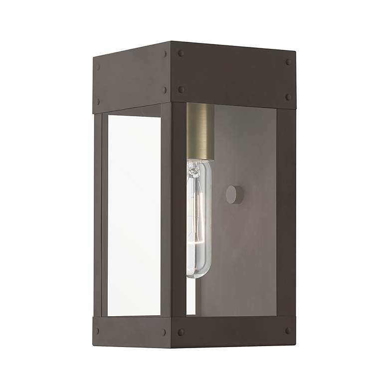 Image 6 Barrett 1 Light Bronze with Antique Brass Candle Outdoor Wall Lantern more views