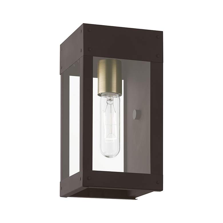 Image 7 Barrett 1 Light Bronze with Antique Brass Candle Outdoor Wall Lantern more views