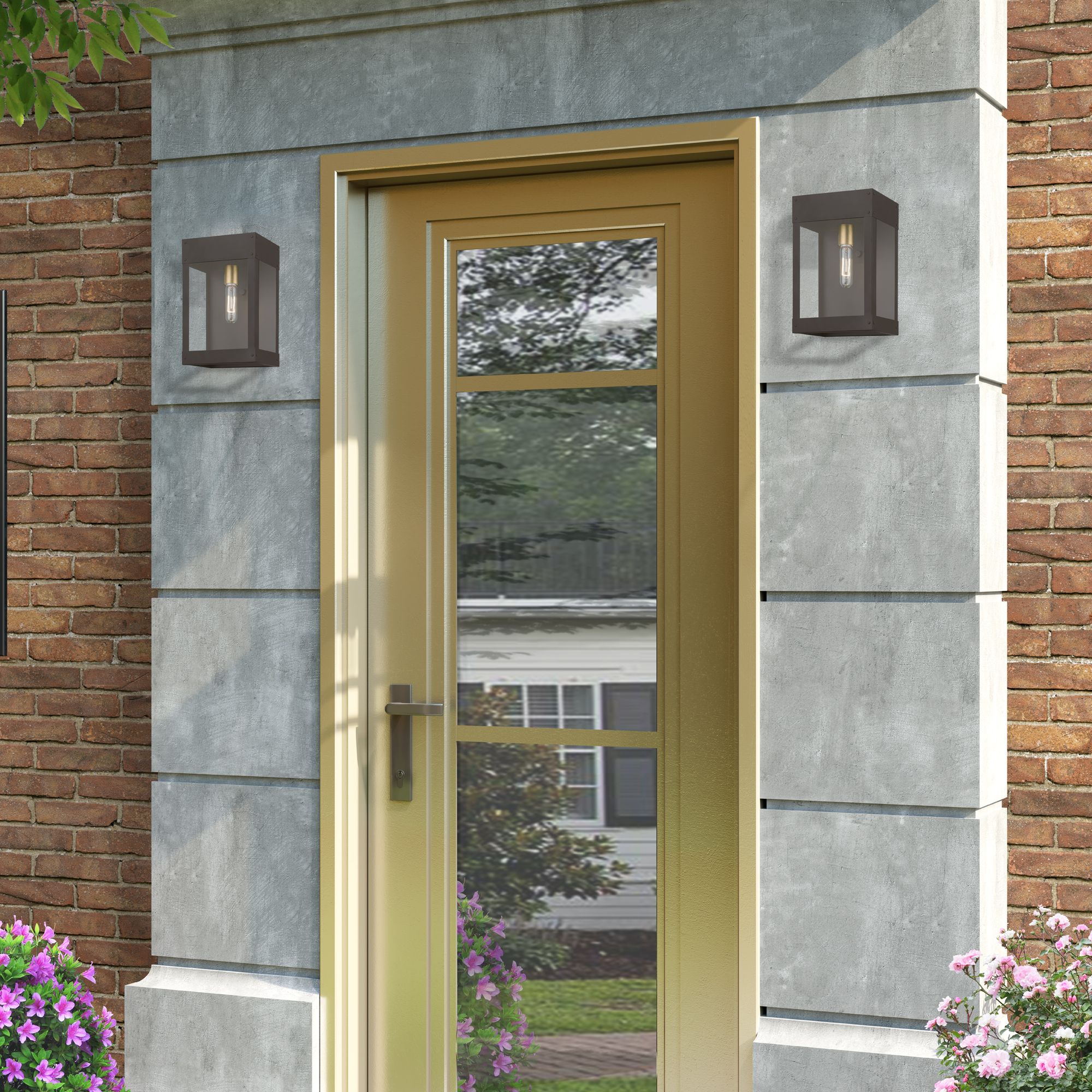 Barrett 1 Light Bronze with Antique Brass Candle Outdoor Wall Lantern