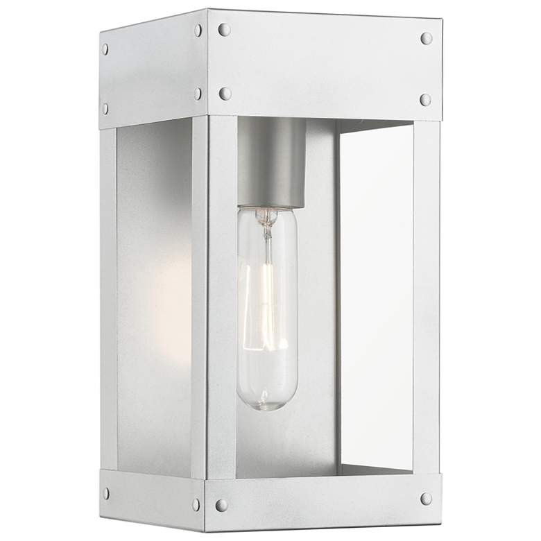 Image 1 Barrett 1 Light Painted Satin Nickel Outdoor Wall Lantern