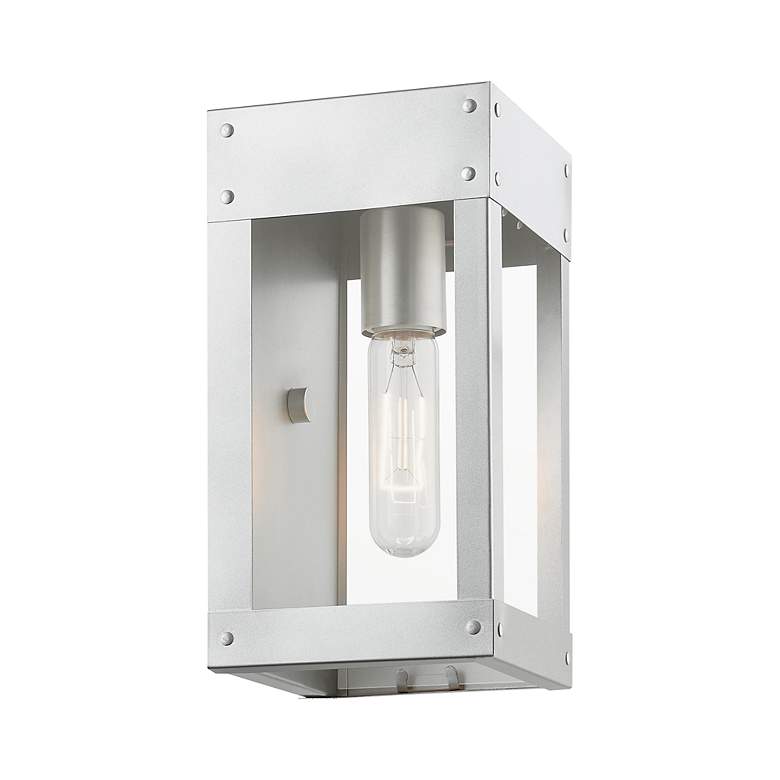 Image 6 Barrett 1 Light Painted Satin Nickel Outdoor Wall Lantern more views