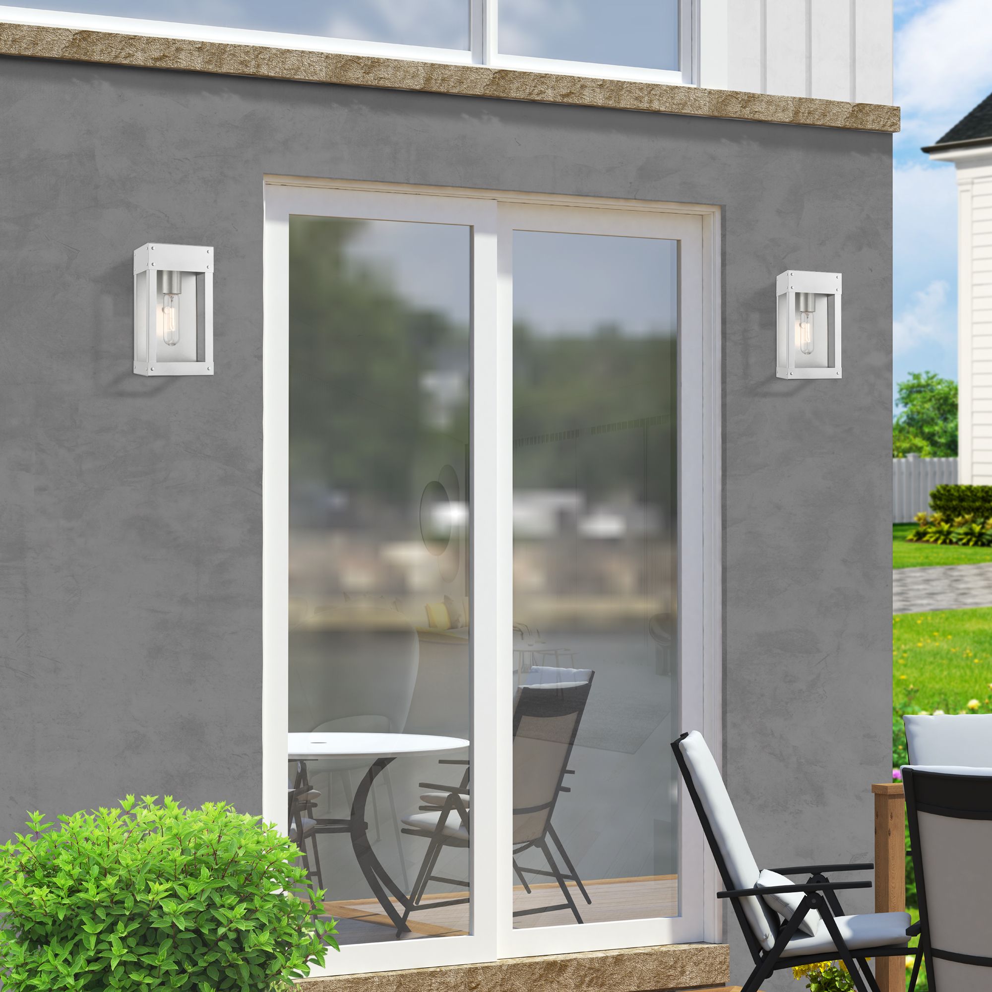 Barrett 1 Light Painted Satin Nickel Outdoor Wall Lantern