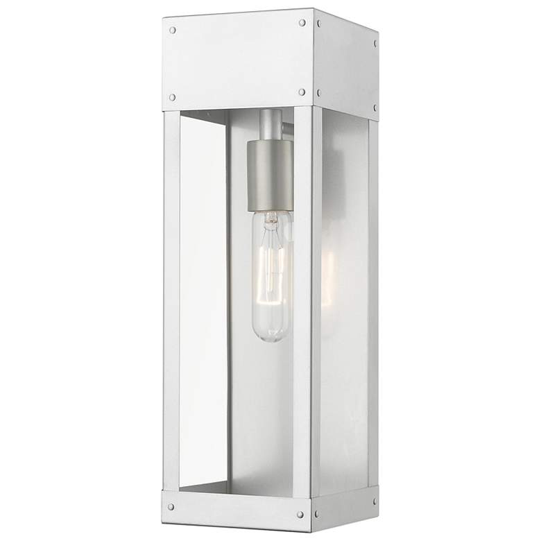 Image 2 Barrett 1 Light Painted Satin Nickel Outdoor Wall Lantern