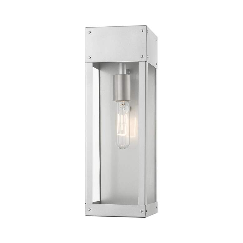 Image 3 Barrett 1 Light Painted Satin Nickel Outdoor Wall Lantern more views