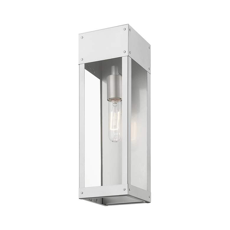 Image 4 Barrett 1 Light Painted Satin Nickel Outdoor Wall Lantern more views