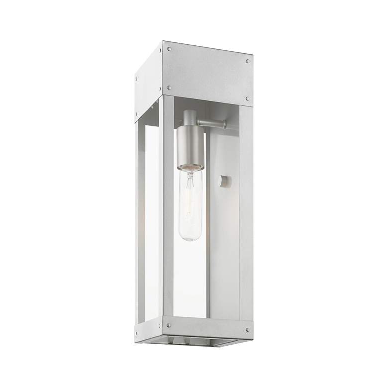 Image 6 Barrett 1 Light Painted Satin Nickel Outdoor Wall Lantern more views