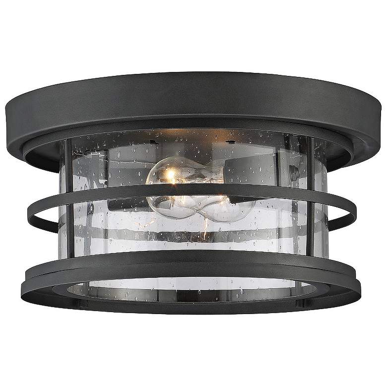 Image 1 Barrett 13" Wide Black 2-Light Outdoor Ceiling Light