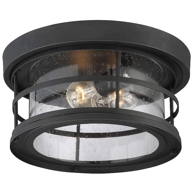 Image 2 Barrett 13" Wide Black 2-Light Outdoor Ceiling Light more views