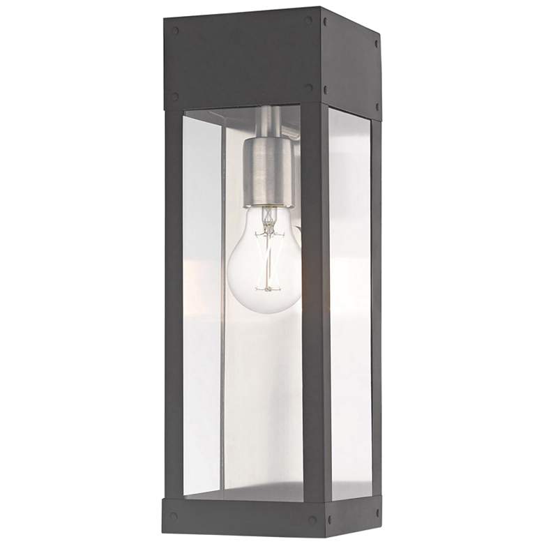 Image 1 Barrett 15"H Scandinavian Gray Outdoor Lantern Wall Light