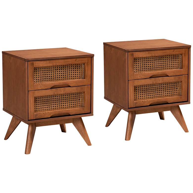 Image 1 Barrett 18 3/4" Wide Walnut Brown Wood 2-Drawer Nightstands Set of 2