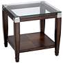 Barrett 24" Wide Brown Oak and Clear Glass End Table