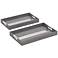 Barrett Faux Leather Chrome Accent Tray 2-Piece Set