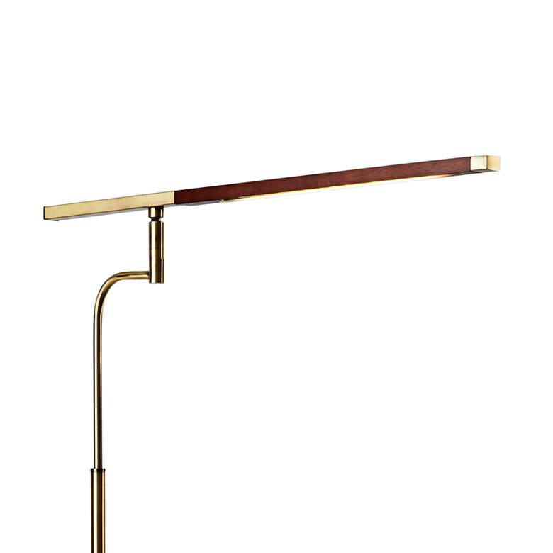 Barrett Walnut and Brass Adjustable Modern LED Floor Lamp more views