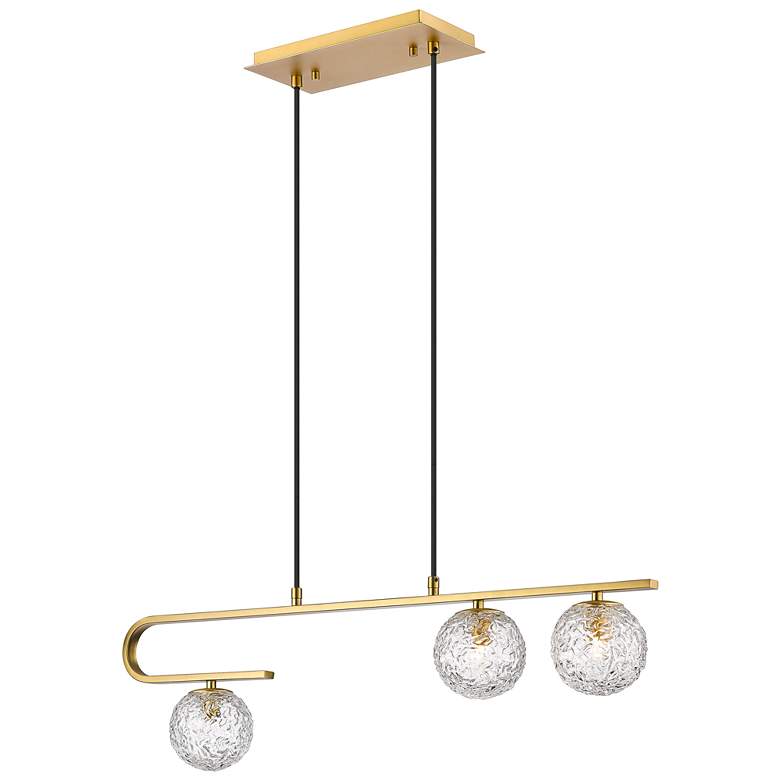Image 1 Barrington 3 Light 32" Cord Hung Island Light Brushed Brass