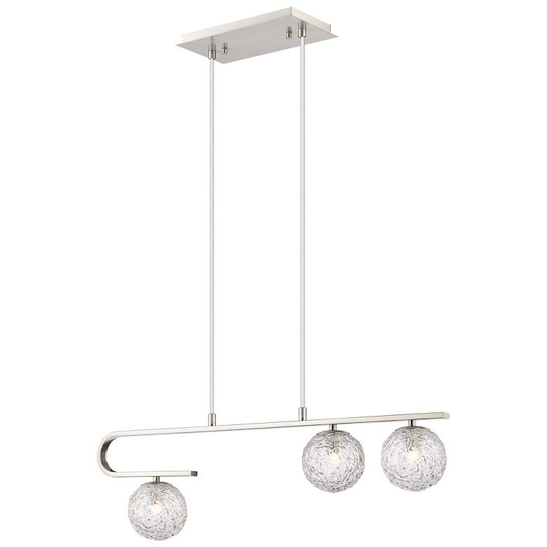 Image 1 Barrington 3 Light 32" Cord Hung Island Light Satin Nickel