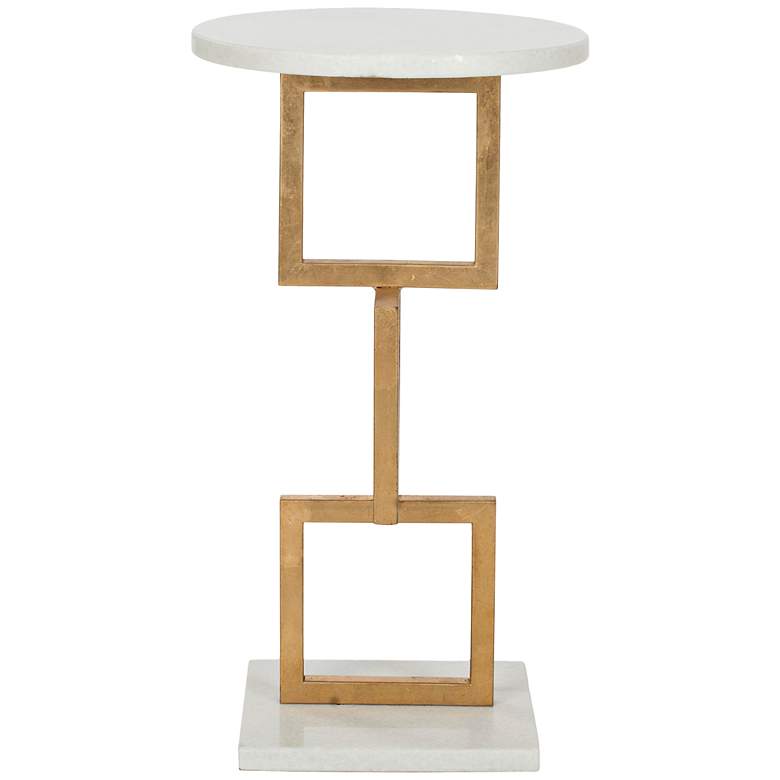 Barrington White Marble Gold Accent Table