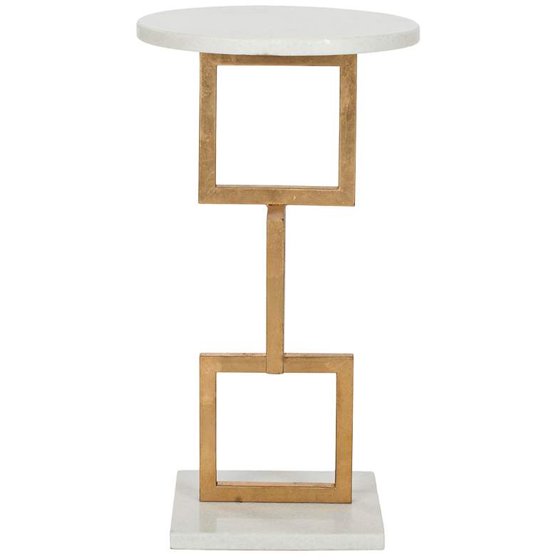 Image 1 Barrington White Marble Gold Accent Table