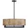 Barrique 24" Wide Black Steel Honey Wood 5-Light Pendant