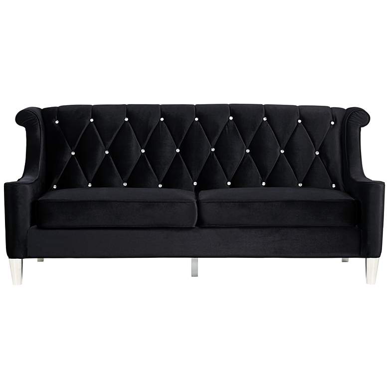 Image 1 Barrister Crystal Black 83 inch Wide Velvet Sofa