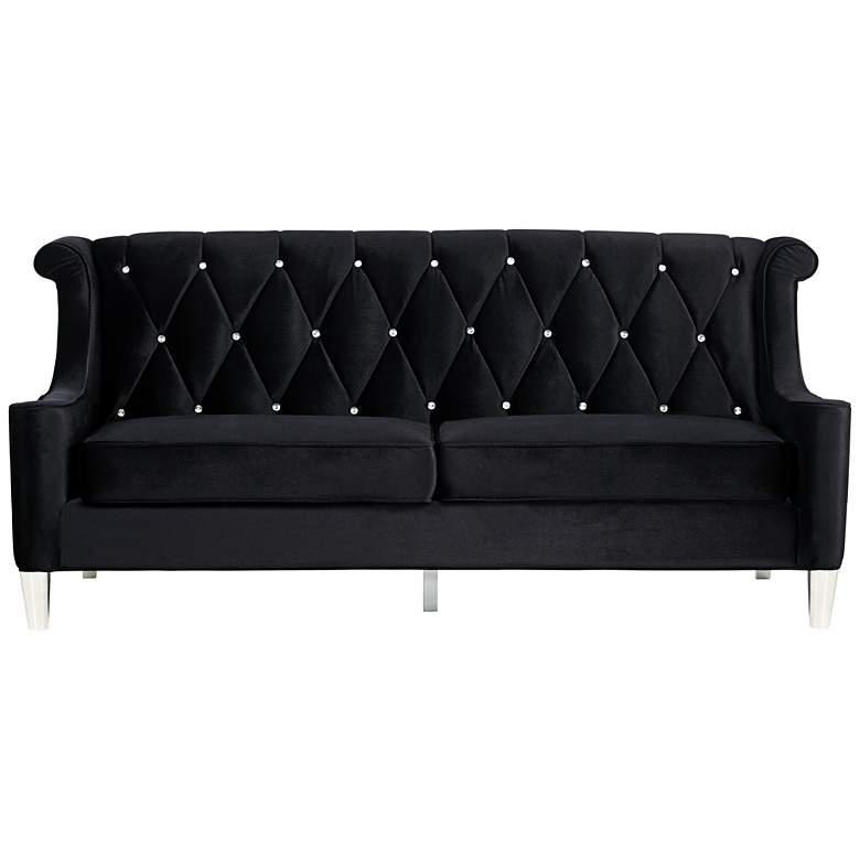 Image 1 Barrister Crystal Black 83" Wide Velvet Sofa