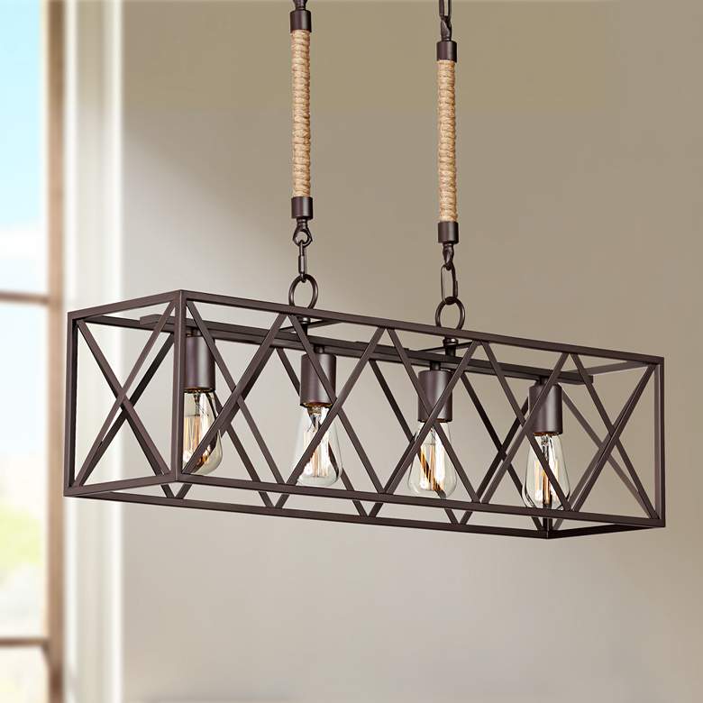 Image 1 Barron 29 1/4" Wide Bronze Kitchen Island Light Chandelier