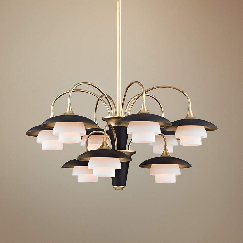 Image 1 Barron 30 3/4" Wide Aged Brass and Black Chandelier