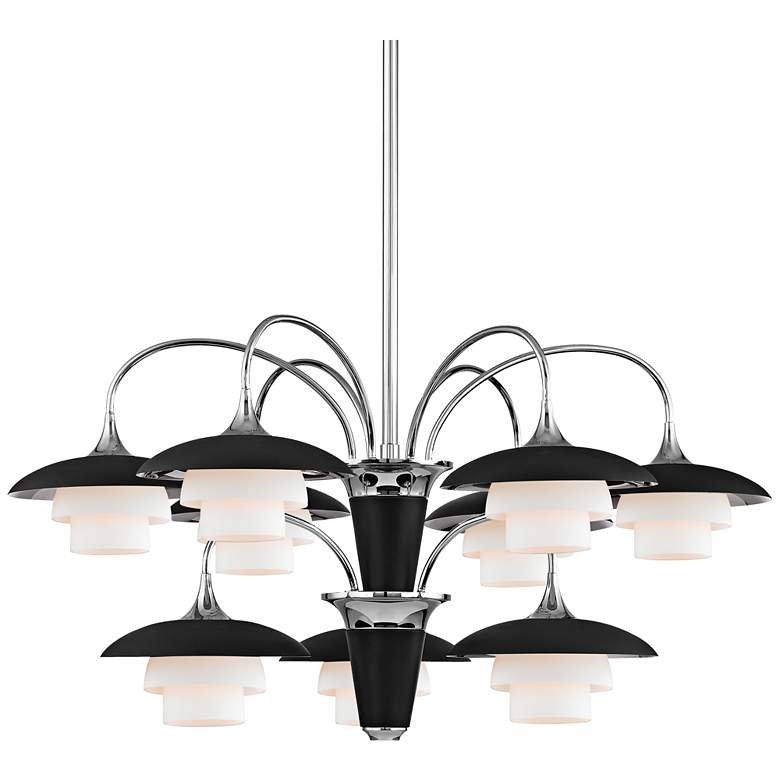 Image 1 Barron 30 3/4" Wide Polished Nickel and Black Chandelier