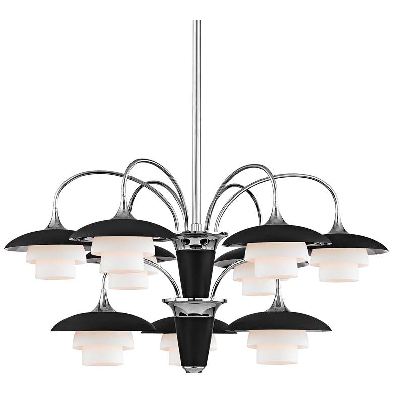 Image 1 Barron 30 3/4 inch Wide Polished Nickel and Black Chandelier