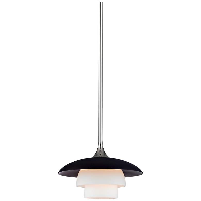 Barron 8&quot; Wide Polished Nickel and Black Mini Pendant