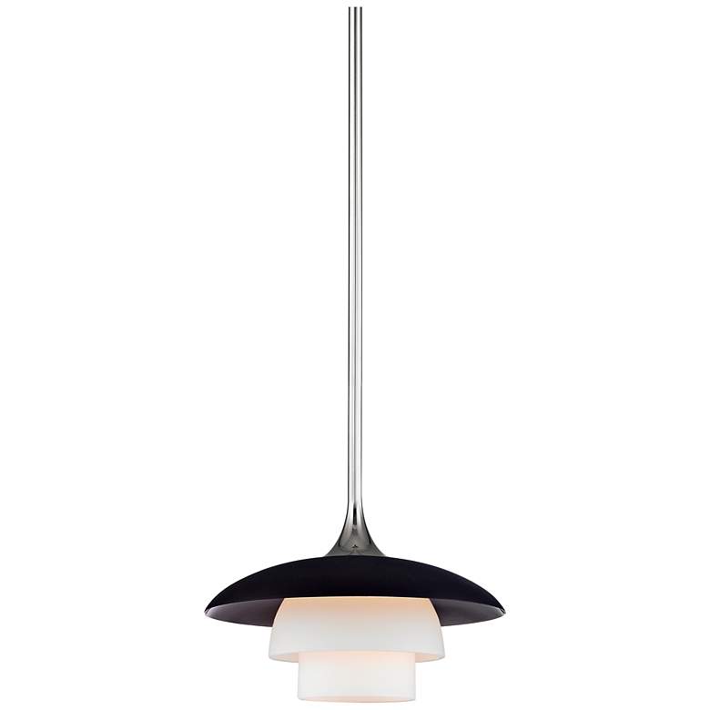 Image 1 Barron 8 inch Wide Polished Nickel and Black Mini Pendant