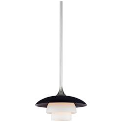 Barron 8&quot; Wide Polished Nickel and Black Mini Pendant