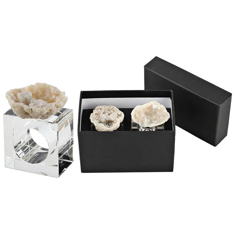 Image 1 Barron Natural Geode and Clear Glass Napkin Ring Set of 2