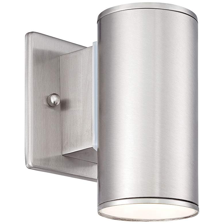 Image 2 Barrow Tube 6" High Satin Platinum LED Modern Outdoor Wall Light