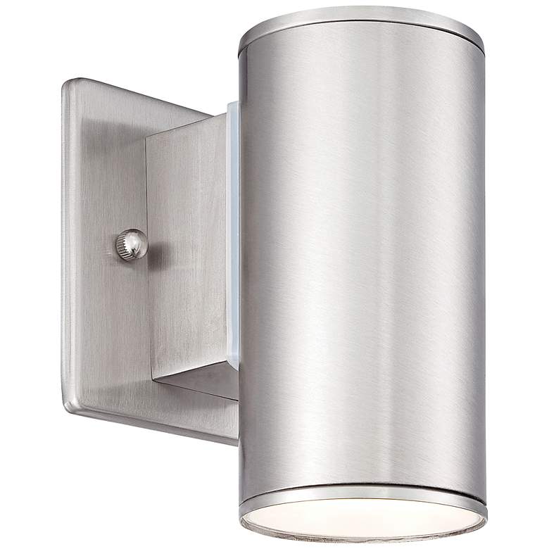 Image 2 Barrow Tube 6 inch High Satin Platinum LED Modern Outdoor Wall Light