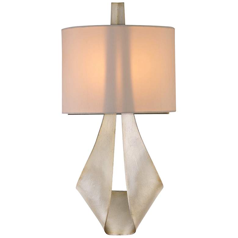 Image 2 Barrymore 18 1/4 inchH Silk Shade Pearl Silver Wall Sconce