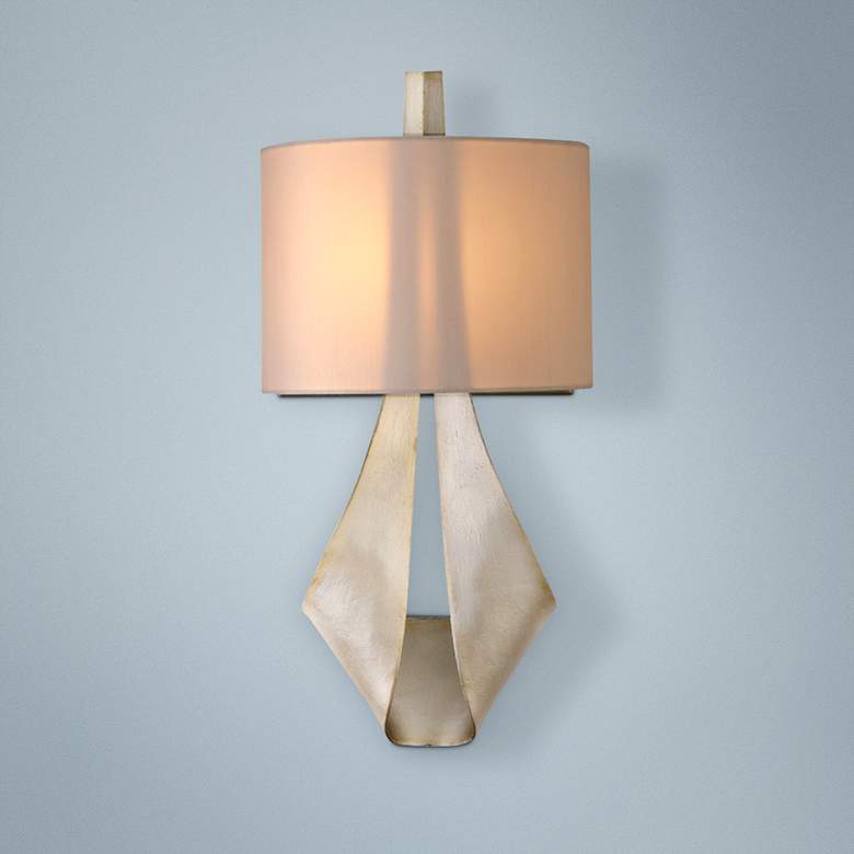 Image 1 Barrymore 18 1/4"H Silk Shade Pearl Silver Wall Sconce