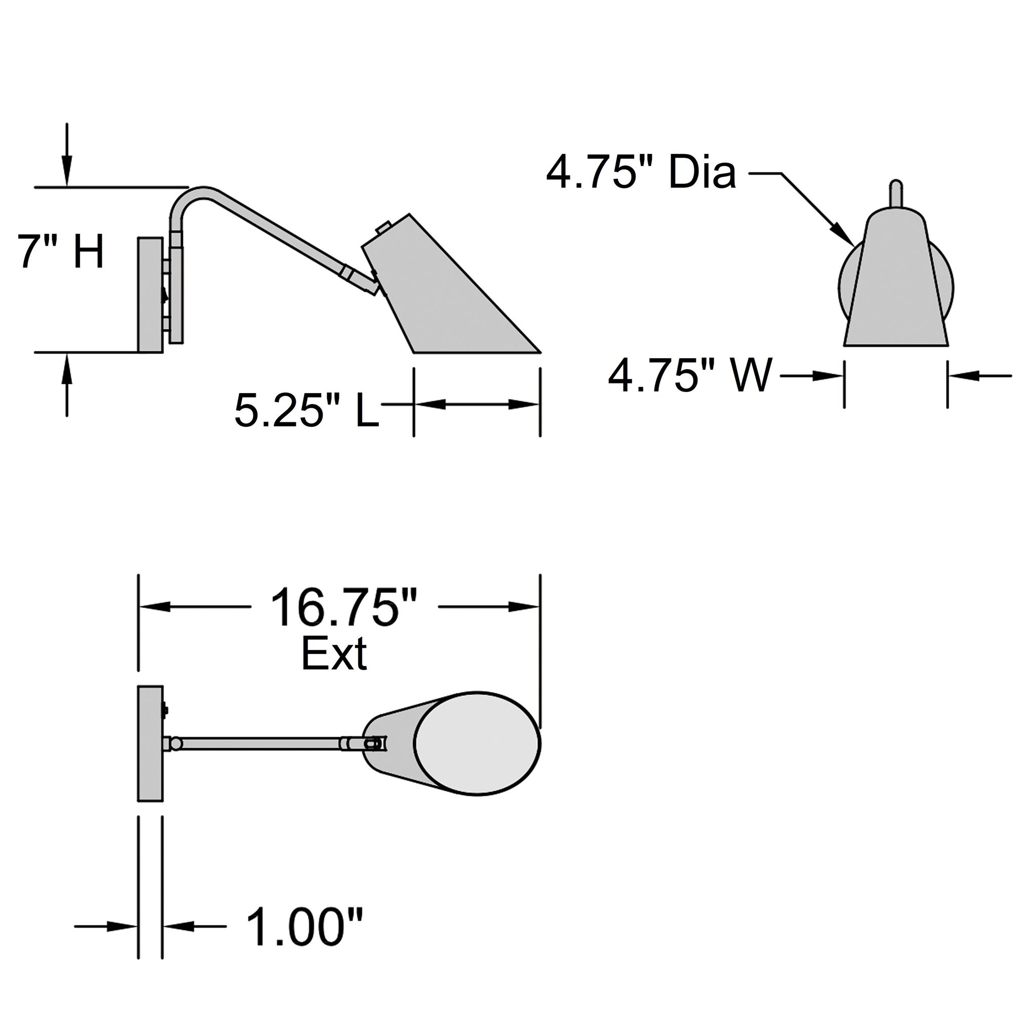 Barsa Black and Brass Reading LED Wall Lamp