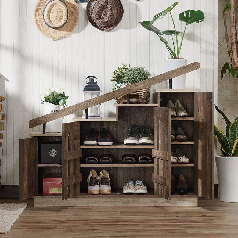 Image 5 Barstead 45 1/2" Wide Reclaimed Oak Staircase Shoe Cabinet more views