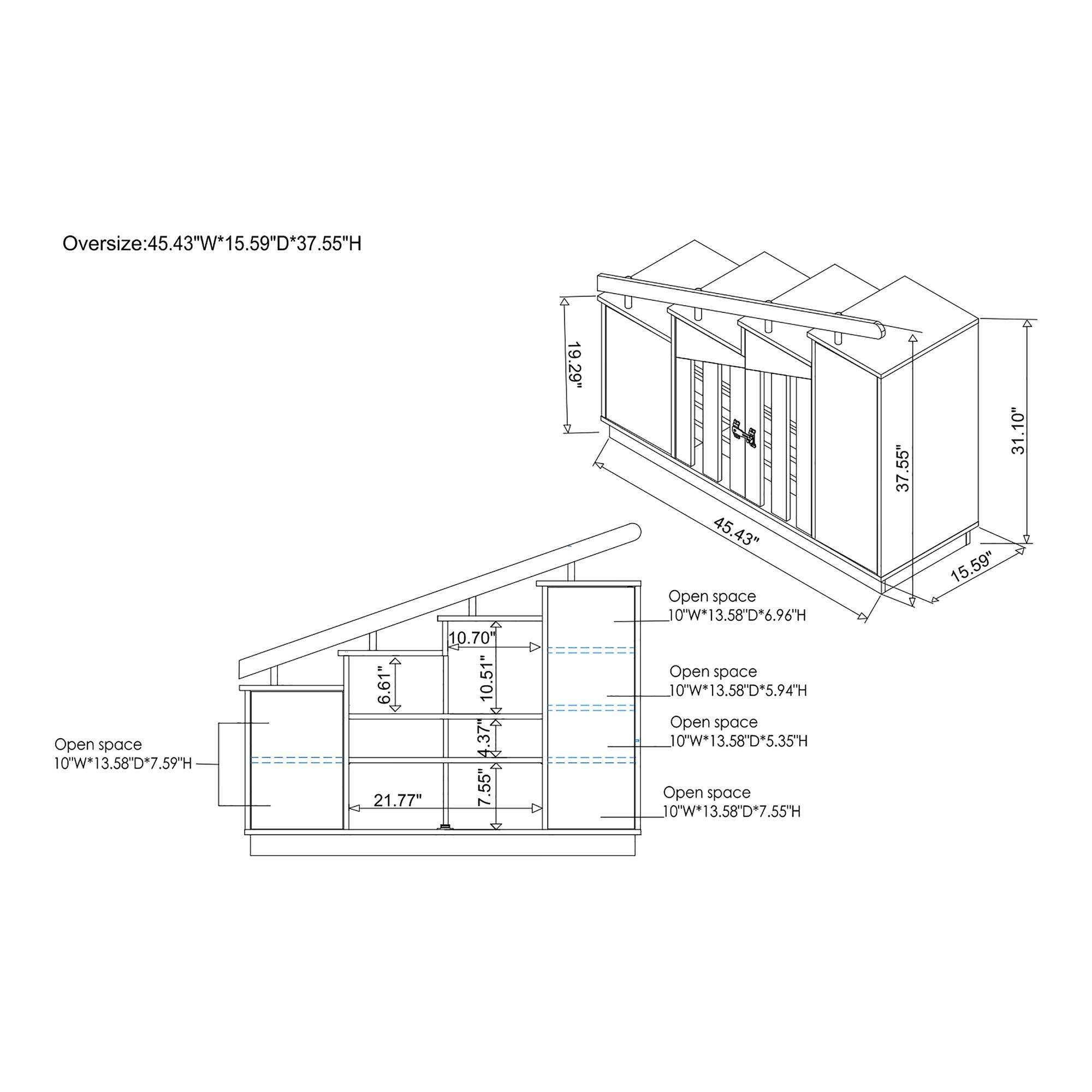 Barstead 45 1/2" Wide Reclaimed Oak Staircase Shoe Cabinet